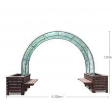 H17형 - 엠보장사각화분 + 아치파고라 (소/6M) 넝쿨식재용/4100*1750*2500/대형화분/벤치포함/택배별도